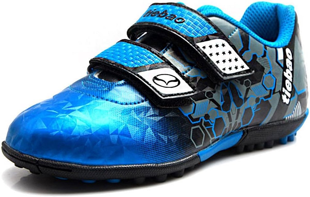 Jongens Voetbalschoenen Blauw met Haak & Lus voor Binnen en Gras