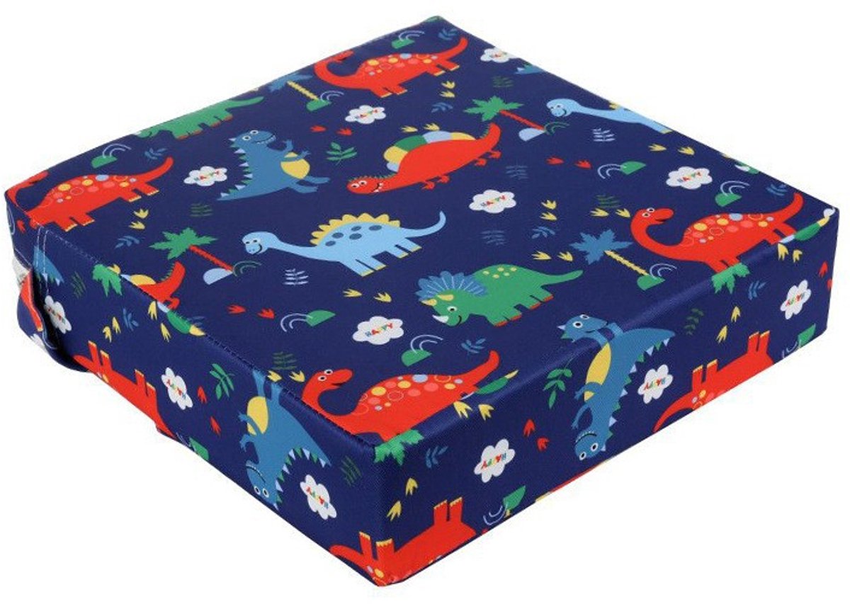 Kinderzitjeverhoger - Wasbaar katoenen canvas - Inclusief twee riemen - Veiligheidsgesp - Cartoonpatroon - 32*32*8 cm -Stijl 2