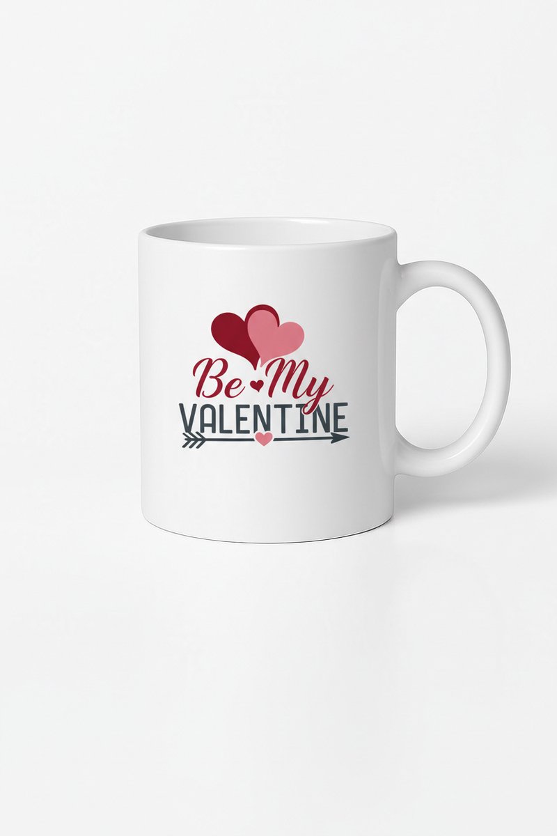 Valentijn Mok 'Be My Valentine' met Harten Design - Wit Keramische Cadeau Beker