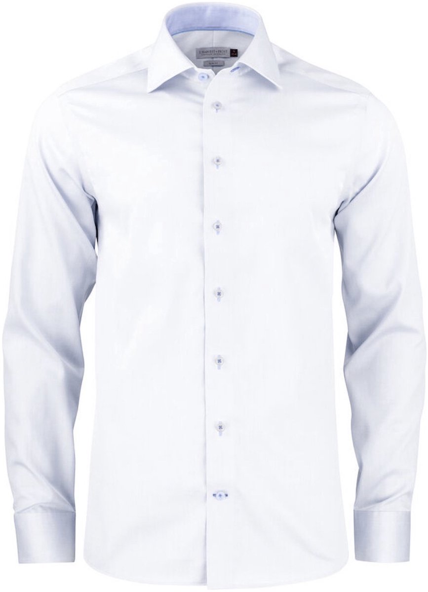 Overhemd Harvest Heren Wit Slim Fit maat XXL (45/46) – Zakelijk Overhemd van Katoen met Moderne Pasvorm