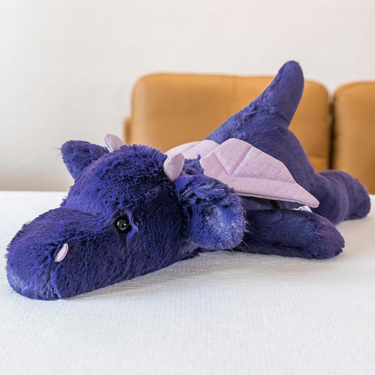 Aura® Verzwaaringsknuffel - Verzwaarde Knuffel - Spanningskuffel - 1 kg - Draak- Paars - ‎28 cm x 21cm x 50 cm