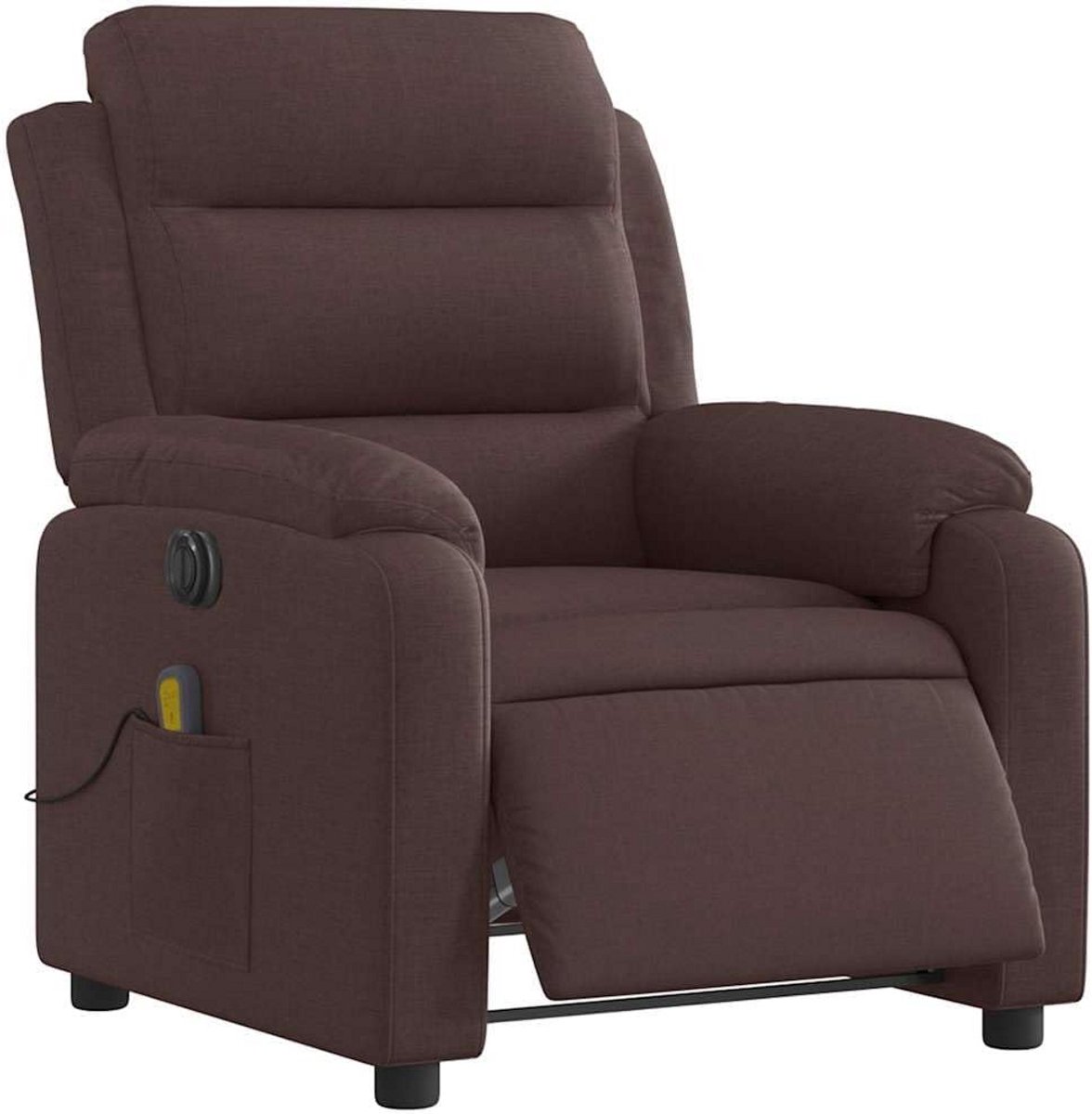 Elektrische Massagefauteuil Verstelbaar Stof Donkerbruin – Vibratiemassage Relaxfauteuil
