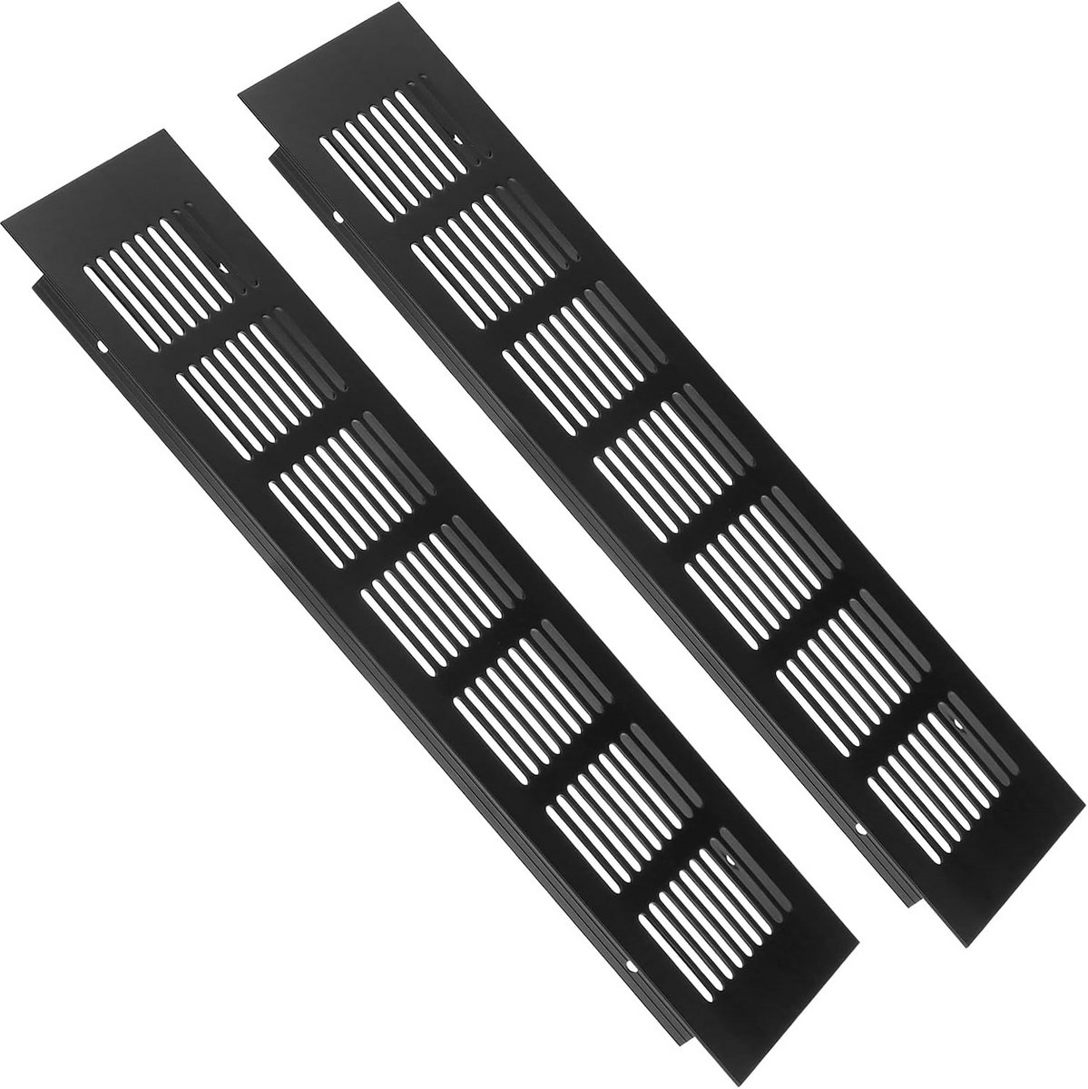 2x Aluminium Ventilatie Roosters Zwart - Luchtrooster Kast, Badkamer en Keuken - 8x30 cm