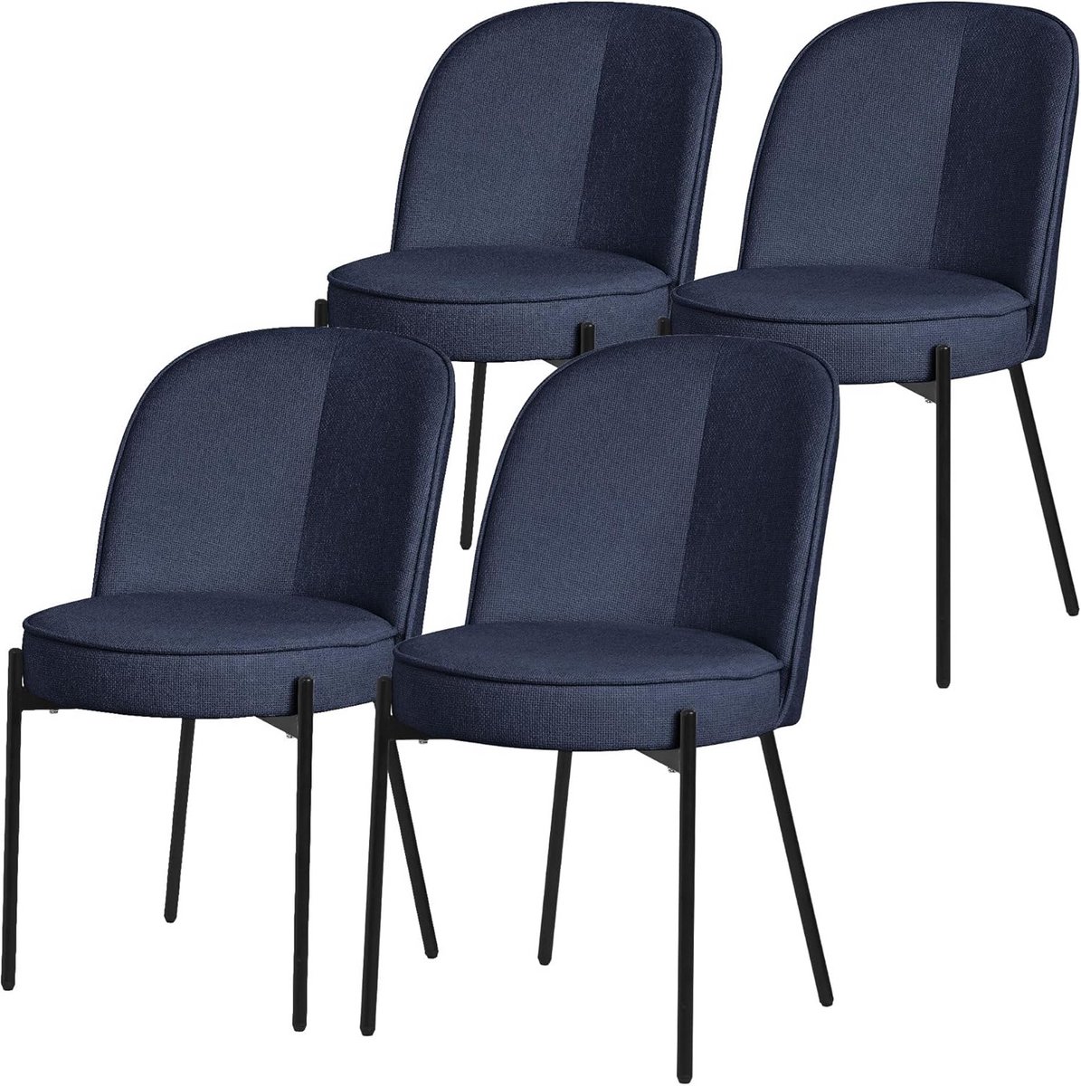 Set van 4 Donkerblauwe Eetkamerstoelen – Gestoffeerd en Ergonomisch voor Keuken en Woonkam