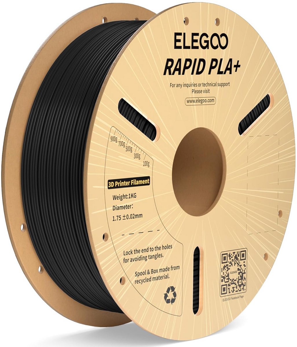 Sneldrogend PLA+ Filament 1.75mm Zwart 1kg voor 3D-printers - Hoge Snelheid en Nauwkeurigheid