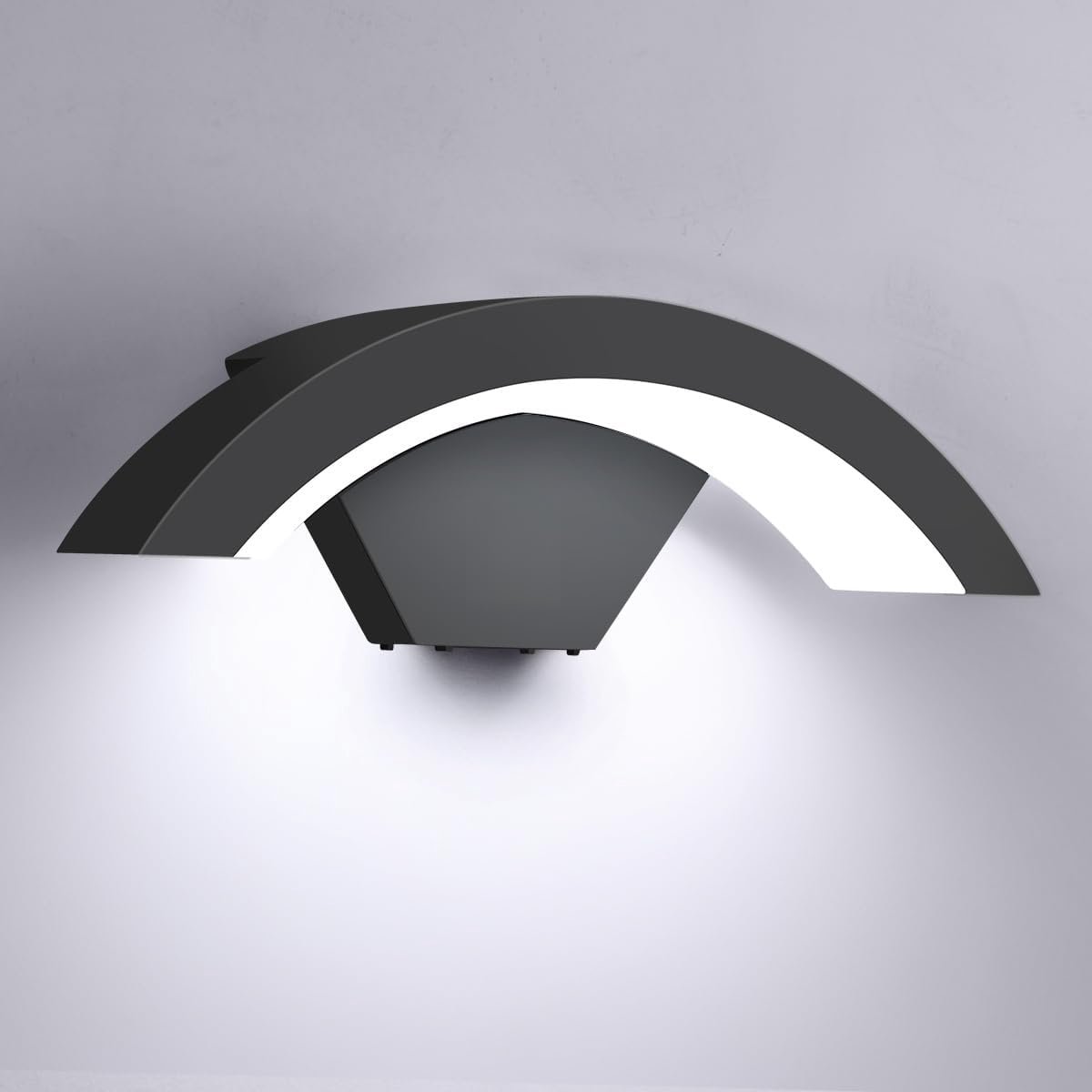 Moderne LED Buitenwandlamp Zwart IP65 - 12W Koud Wit Licht voor Tuin en Buitenruimtes