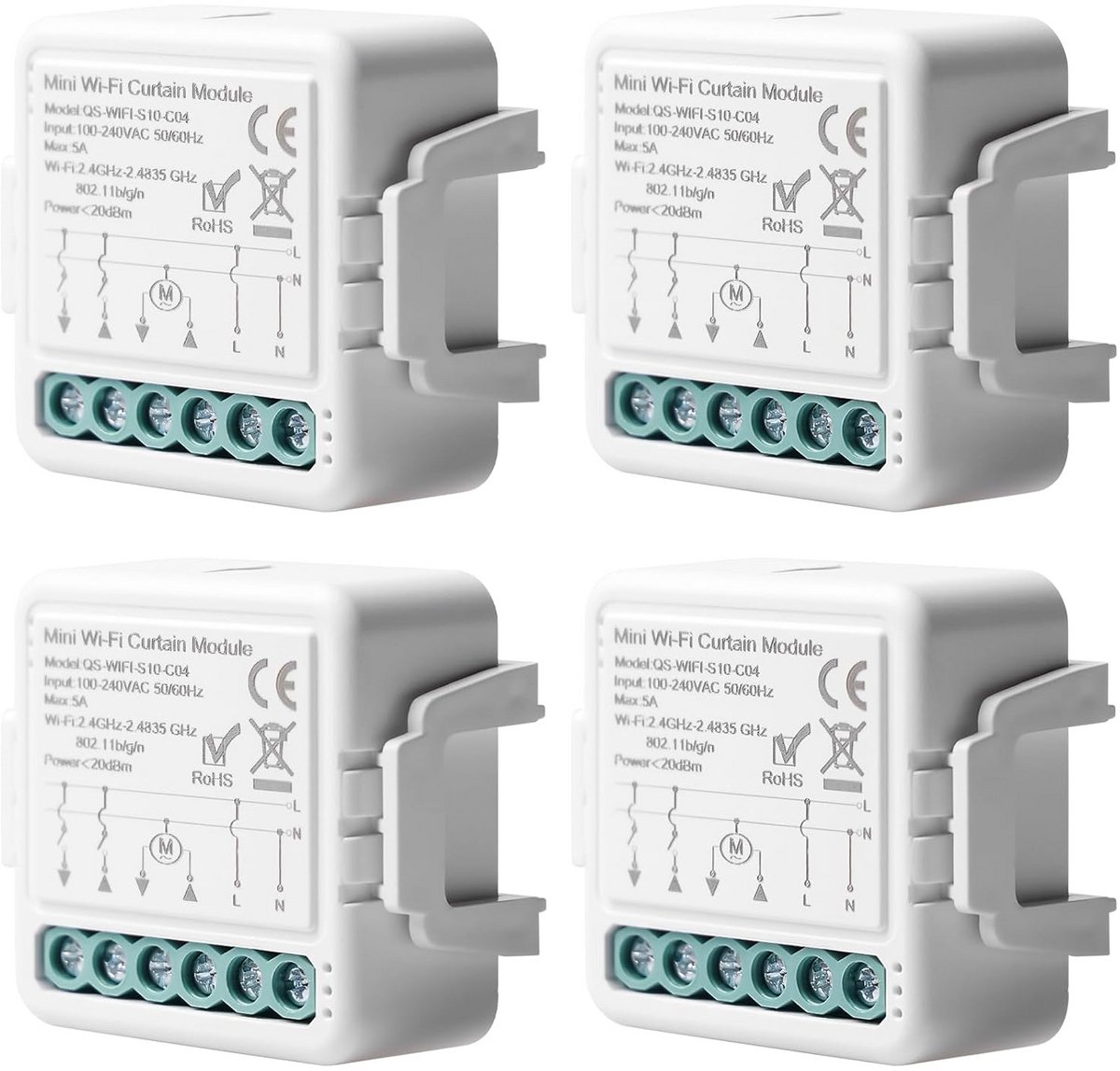 4 Stuks Wifi Rolluikschakelaar Module voor Slimme Bediening en Timer