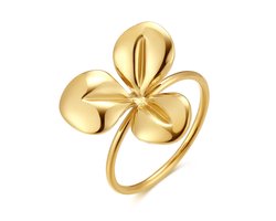 Twice As Nice Ring in edelstaal, bloem Goudkleurig 54