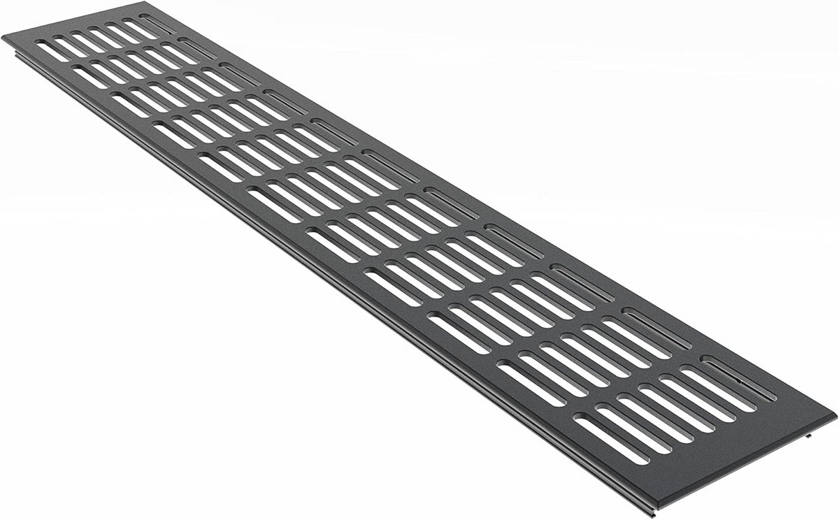 Aluminium Ventilatierooster 100mm Breed RAL7016 Antraciet met Ribbelplaat