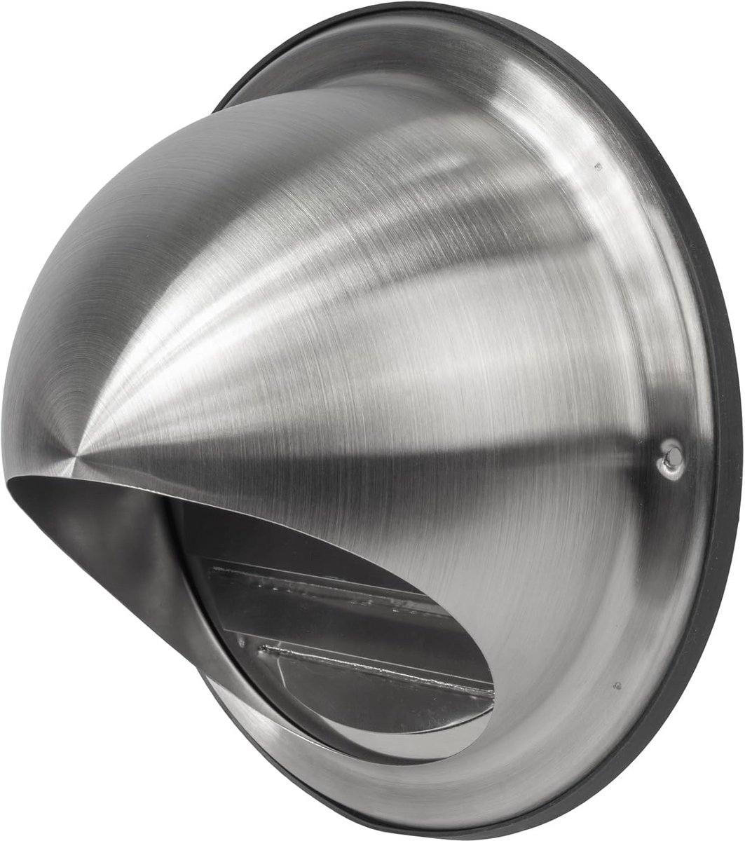 Ronde RVS Ventilatie Rooster 150 mm - Wanduitlaat Droger & Luchtinlaat met Druppelrand en Afdichting