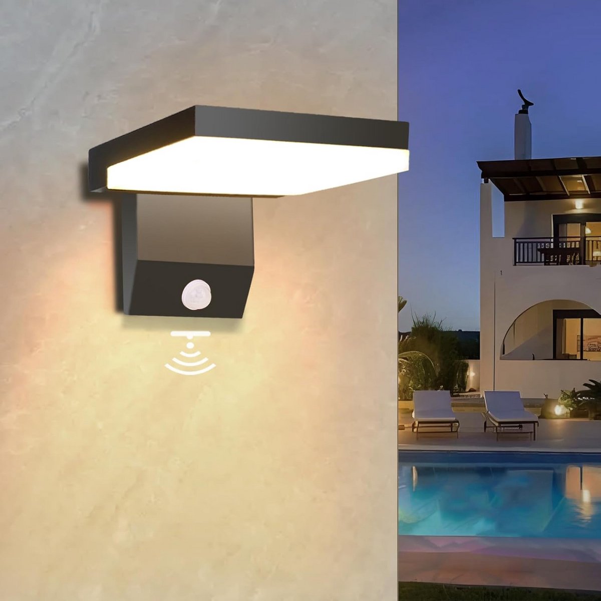 Waterdichte Buiten LED Wandlamp met Bewegingssensor (24W, 2250lm) - IP66 - Warm Wit Licht