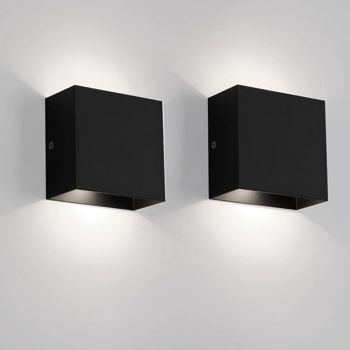 Moderne Zwarte LED Wandlamp Binnen - 12W Op en Neer Licht voor Gang, Slaapkamer of Woonkamer (Koel Wit 6500K)