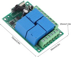 Relay Switch voor Afstandsbediening van 4 Kanalen - 12V 10A DC - Poorten, LED Verlichting, Garagedeuren - Smart Home Automatisering