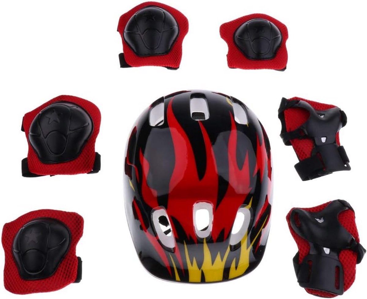 Kinderset Beschermers Helm en Knie Elleboog Pols voor Skaten Fietsen en Scooterrijden (7 Delig)