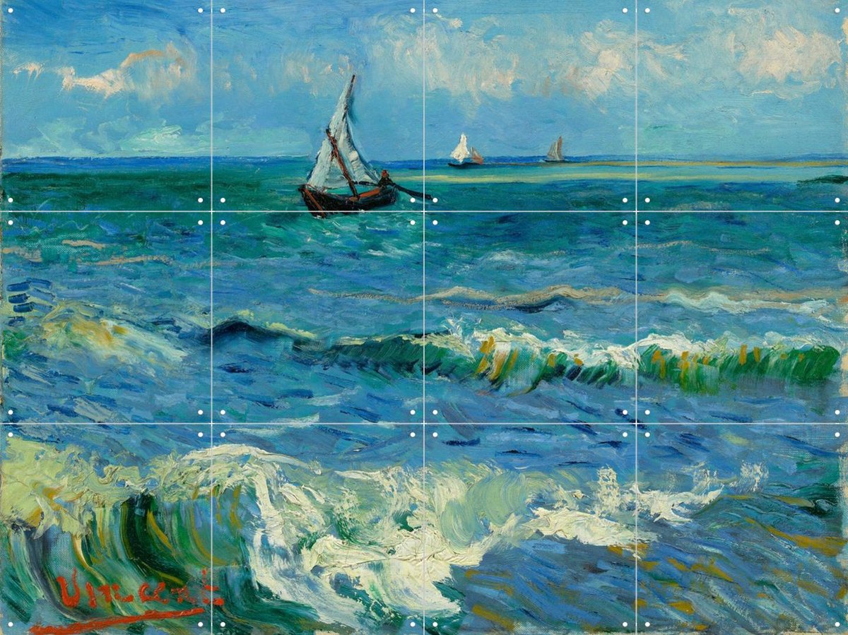 IXXI Seascape near Les Saintes-Maries-de-la-Mer (1888), Vincent van Gogh (1853 - 1890) & Van Gogh Museum - 80 x 60 cm - Gratis ophangtool - Grote