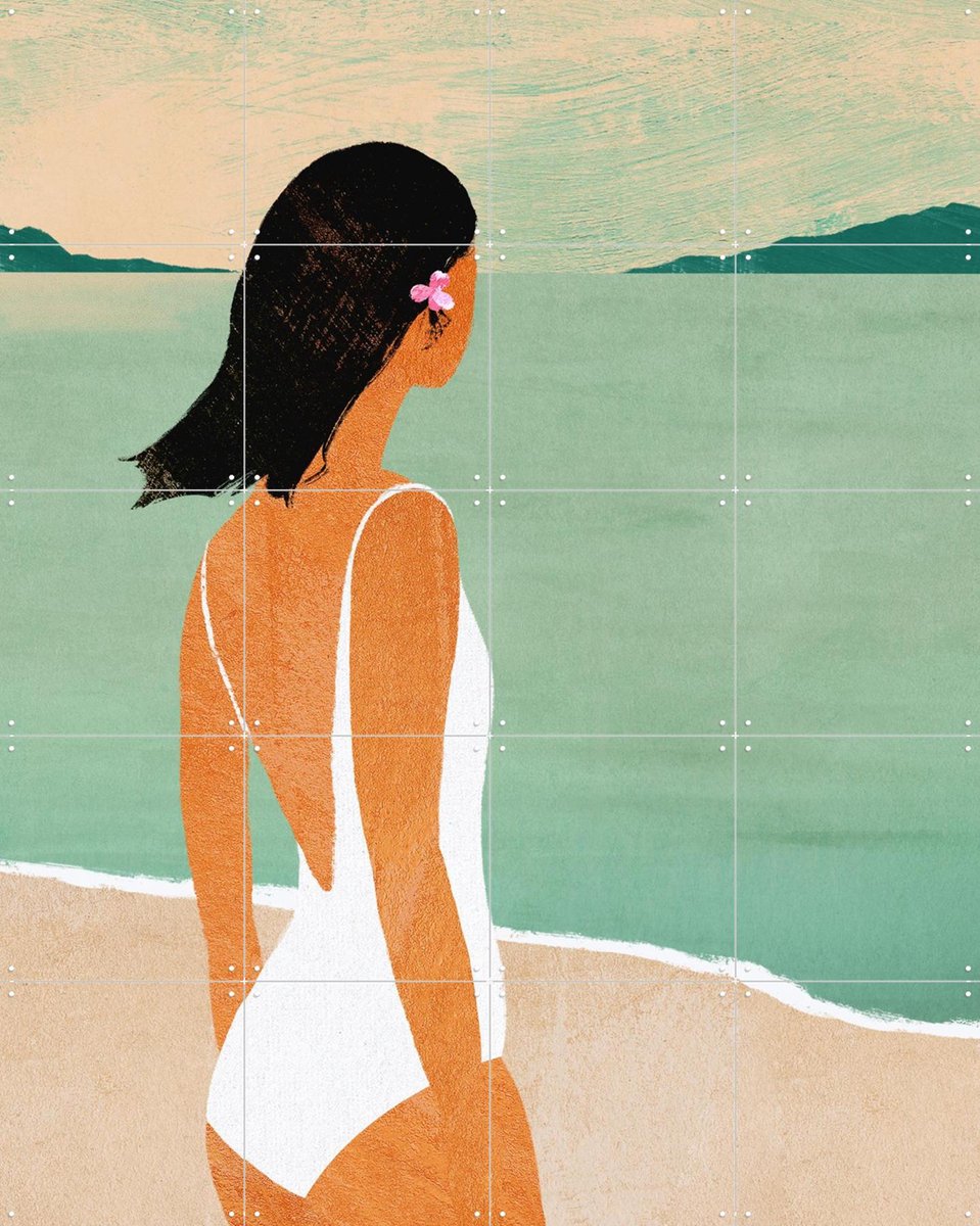 IXXI Beach Bliss, Henry Rivers - 80 x 100 cm - Gratis ophangtool - Grote wanddecoratie en posters - Digitale Kunst, Kleurrijk, Minimalisme