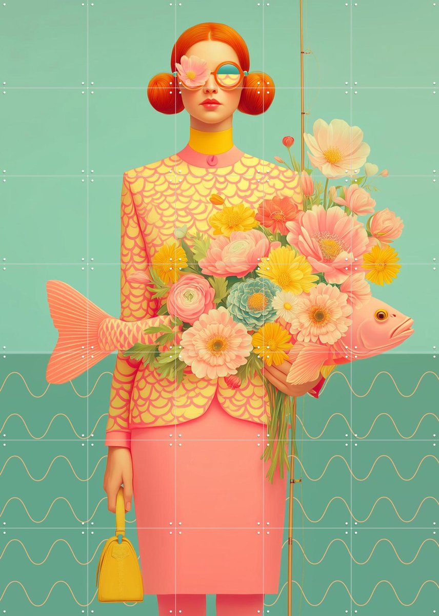 IXXI Fishing season, Mirjam Duizendstra - 100 x 140 cm - Gratis ophangtool - Grote wanddecoratie en posters Woonkamer, Bloemen, Portretten