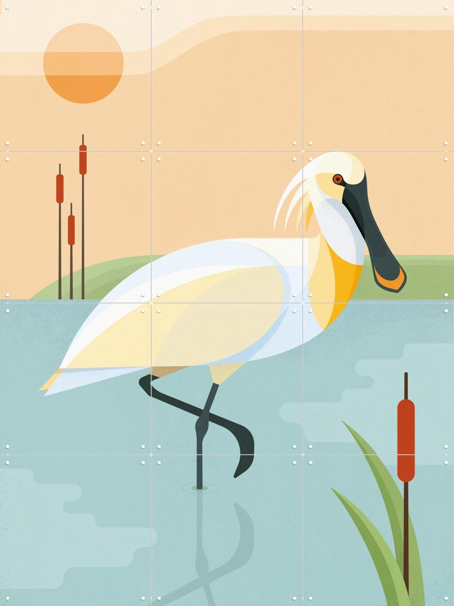 IXXI Lepelaar, Elke Uijtewaal - 60 x 80 cm - Gratis ophangtool - Grote wanddecoratie en posters - Digitale Kunst, Geometrische Kunst, Grafisch
