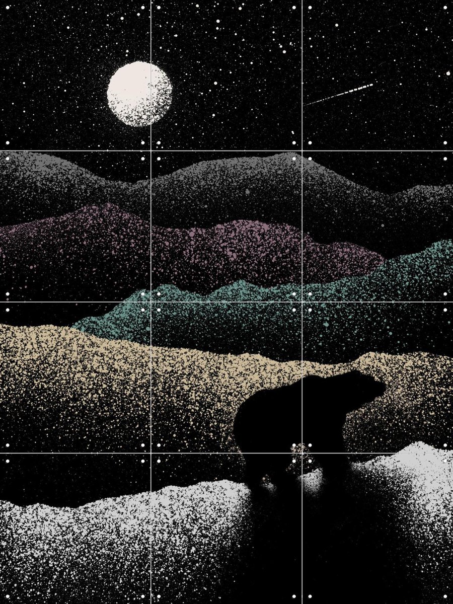 IXXI Wandering Bear, Florent Bodart - 60 x 80 cm - Gratis ophangtool - Grote wanddecoratie en posters - Illustraties, Grafisch Ontwerp, Slaapkamer