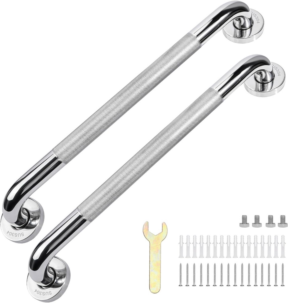 Set van 2 RVS Badkamer Handgrepen 50,8 cm - Antislip Douchebeugel voor Senioren en Valpreventie