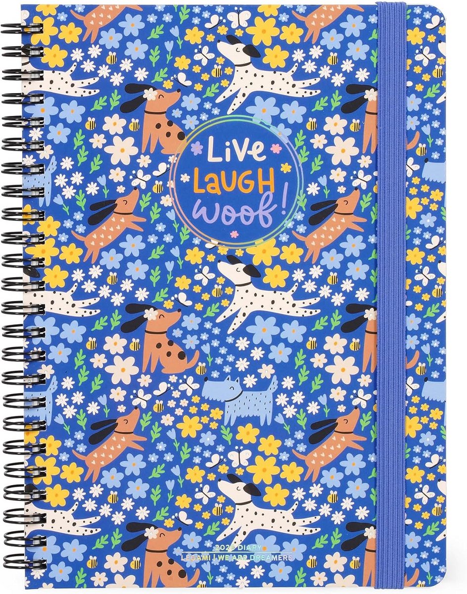 Grote Spiraal Weekplanner 2026 met Hondenillustraties - Jaarplanner Jan t/m Dec