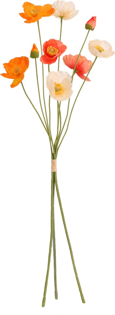 maxifleur Kunstplanten Klaprozen Kunstbloemen bundel 60cm Oranje mix