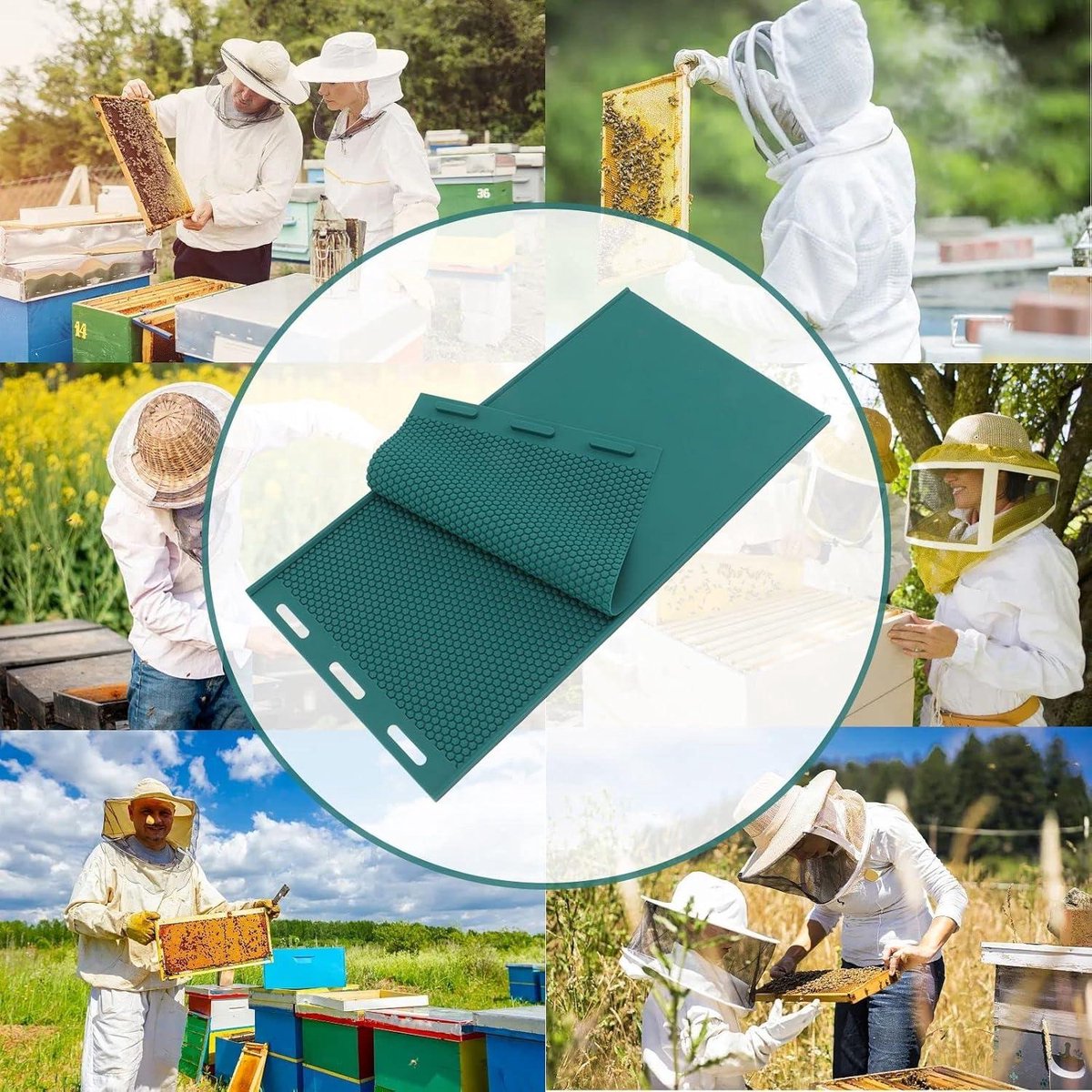 Flexibele bijenwasvorm voor honingraatplaten - herbruikbaar en handig in gebruik.