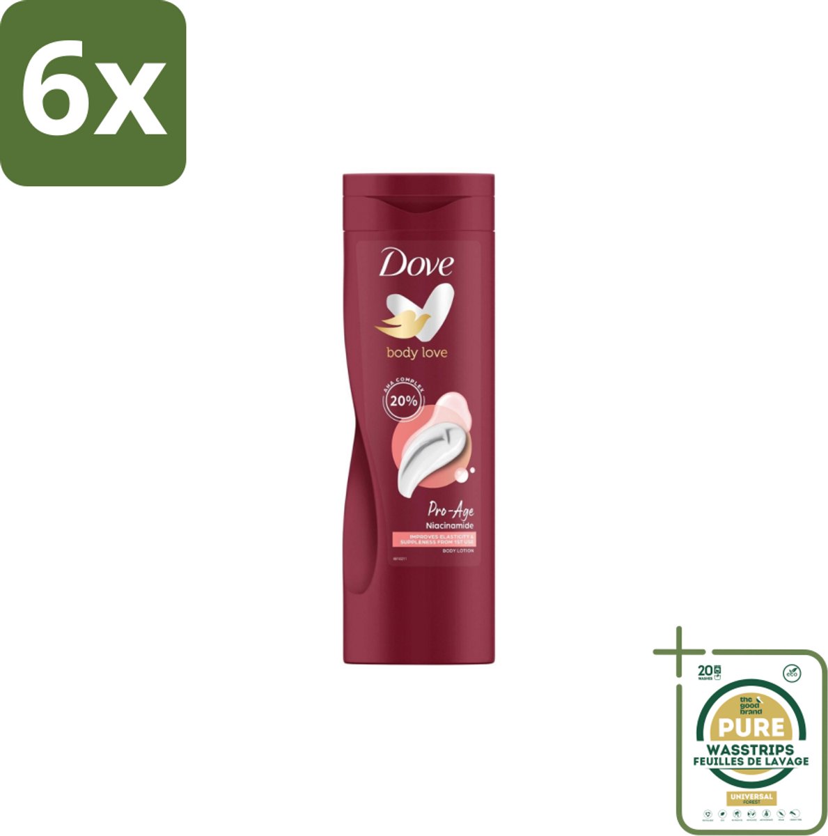 Dove – Bodylotion – Body Love Pro Age – 400 ml - Voordeelverpakking - 6 stuks - AHA complex - Niacinamide