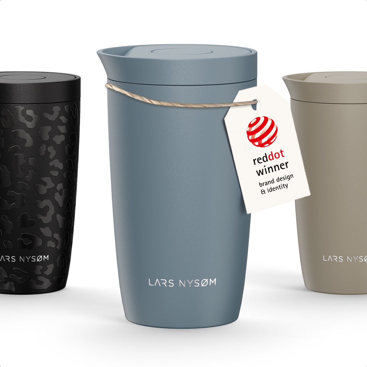 LARS NYSØM Vågen Thermos Koffiebeker To Go 350ml - Travel Mug met Isolatie - Quick-Press Deksel - Lekvrije RVS Thermobeker voor Koffie en Thee Onderweg (Stone Blue)