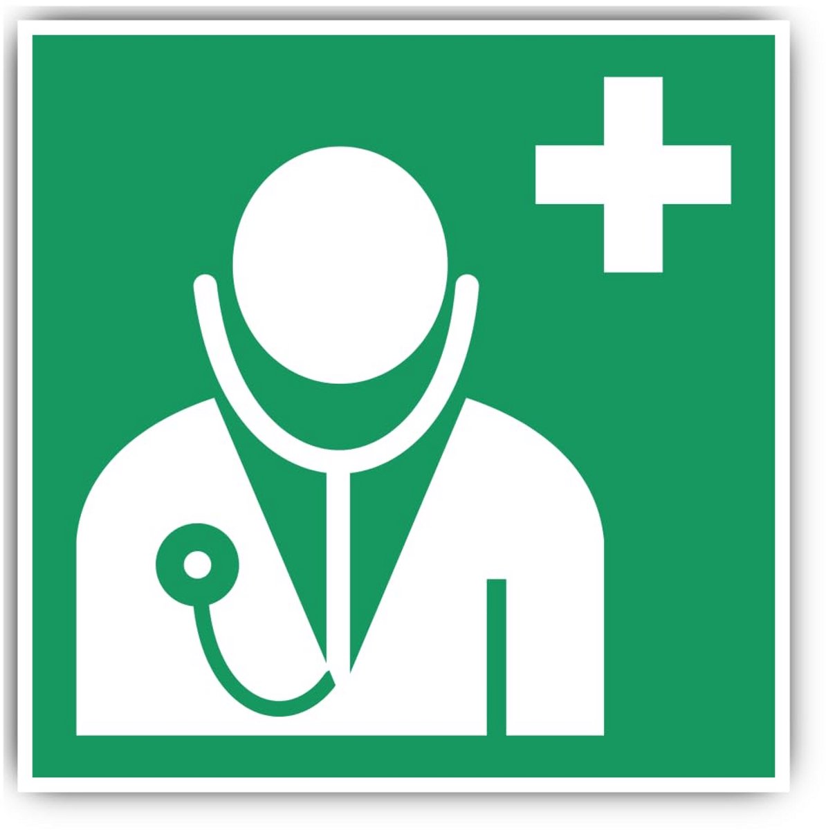 EHBO Sticker Met Kruis: Medisch Noodgeval Teken Conform ISO 7010, 25 cm