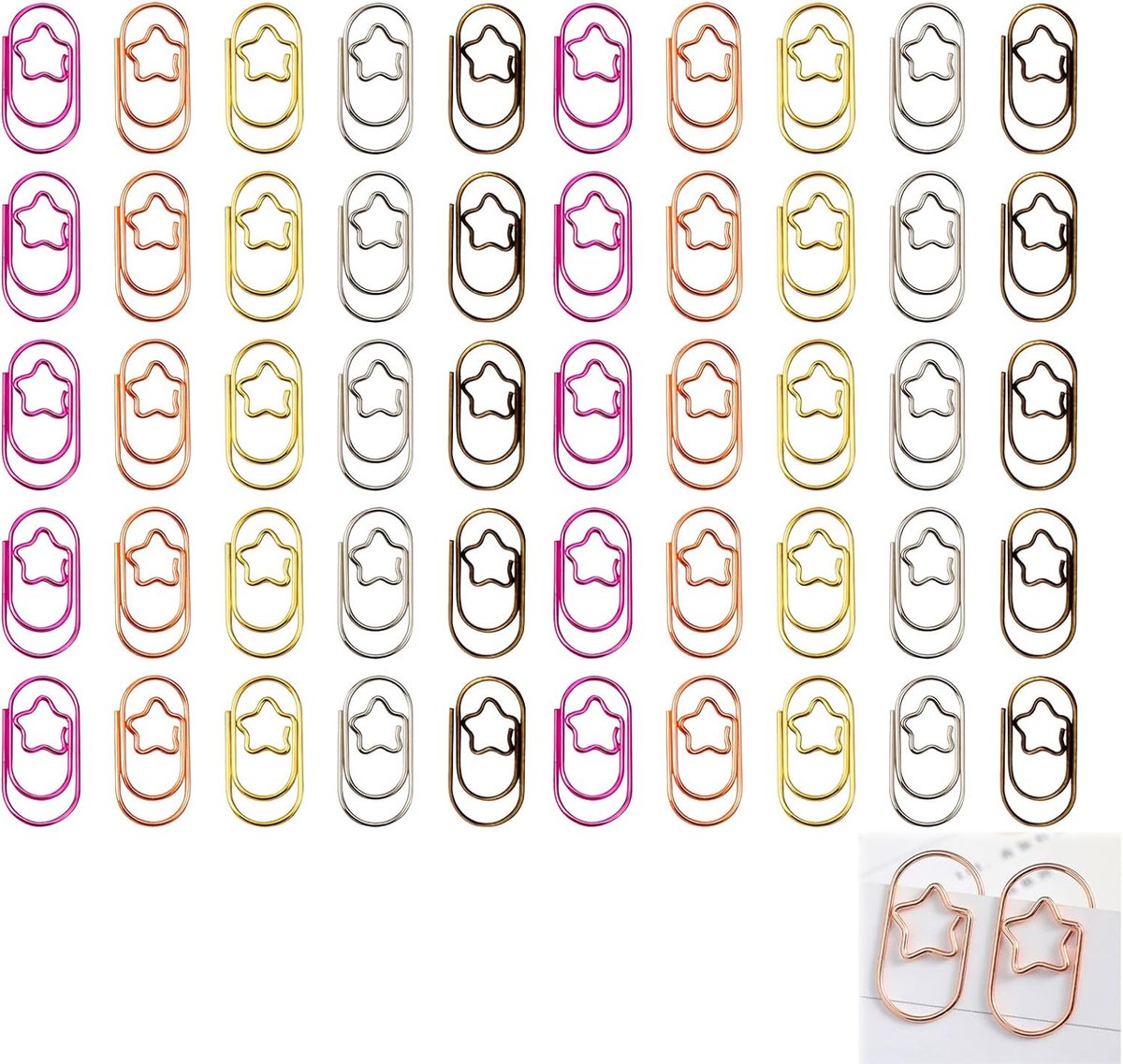 Pack van 50 - Paper Clips - Sheet Clips - Metal Bookmarks - Star Clips - Kleine Paper Clips - Voor Boeken - Herinneringen - Papier - Posters - Foto's