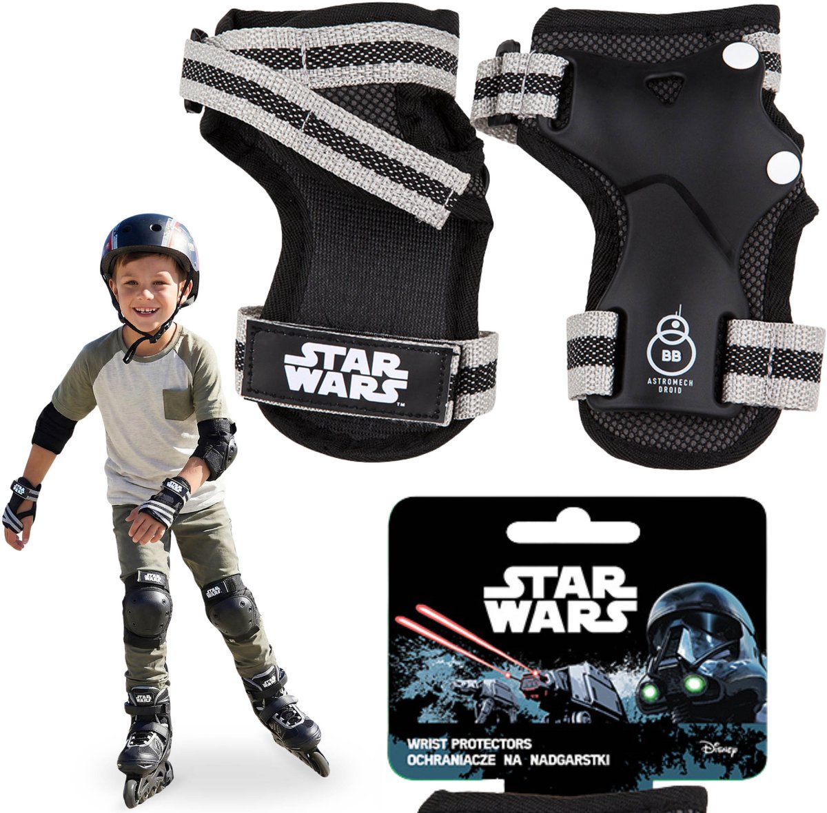 STAR WARS SKATE-beschermers voor polsen voor kinderen voor rolschaatsen skaten en skateboarden Zwart
