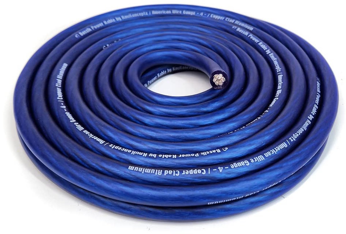 4 Gaats Stroomkabel en Aardingskabel - 1.5 Meter Blauw - CCA Audiokabel