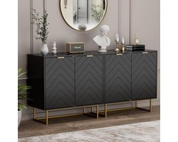 Set van 2 Witte Dressoirs met Verstelbare Planken voor Woonk