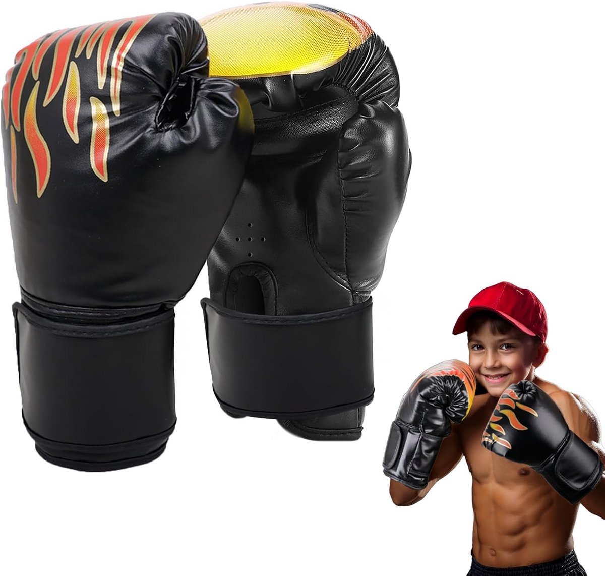 Kinder Bokshandschoenen met Klittenband Trainingshandschoenen voor Jongens en Meisjes (3-10 jaar)