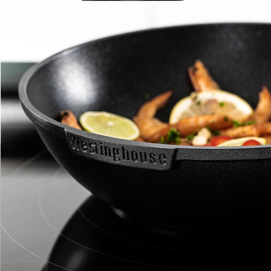 Westinghouse Performance Series - Wok Pan Induction - 28 cm - Wok de luxe avec couvercle - Noir - Convient à toutes les sources de chaleur