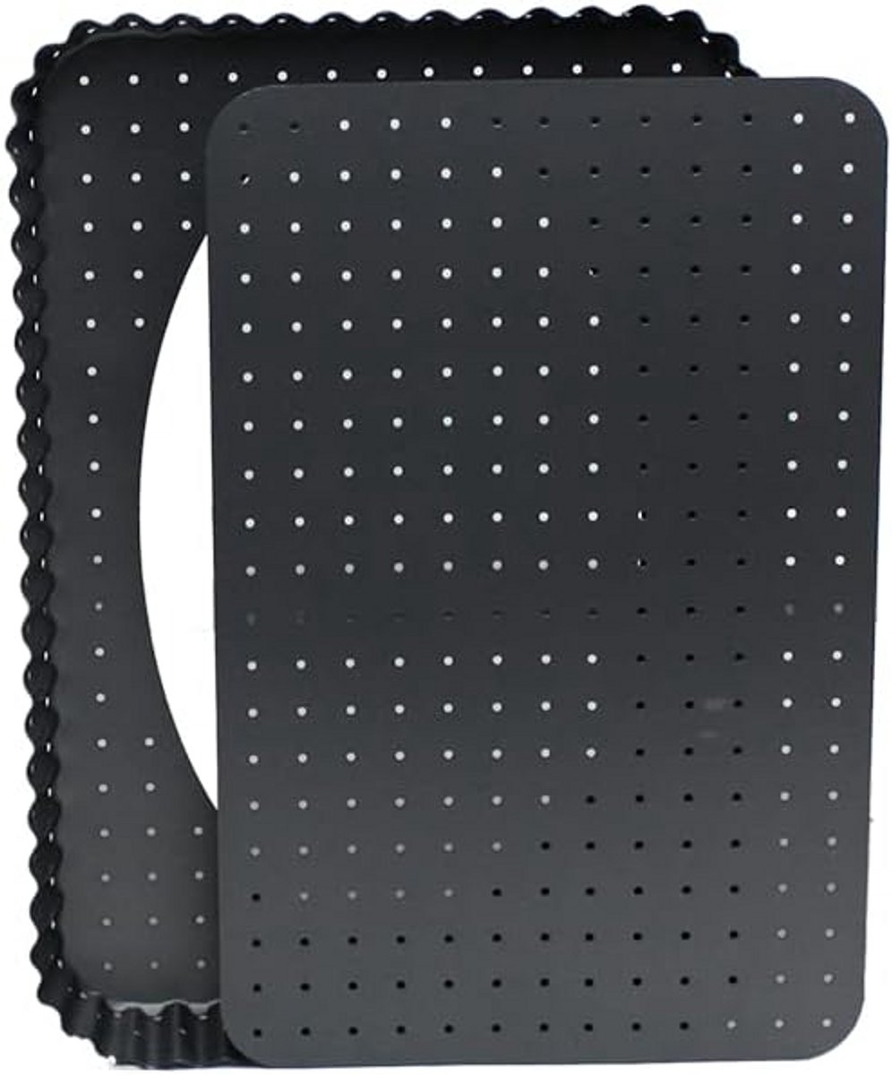 Rechthoekige Taartvorm met Microperforatie - 31,5 x 21,5 cm - Antiaanbaklaag