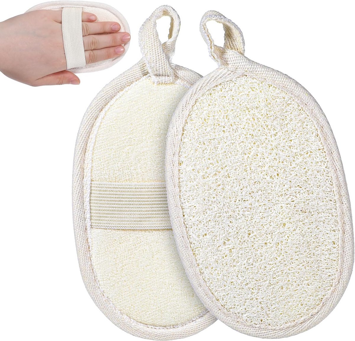 2 Stuks Natuurlijke Luffa Spons voor Scrubben en Reiniging - Beige