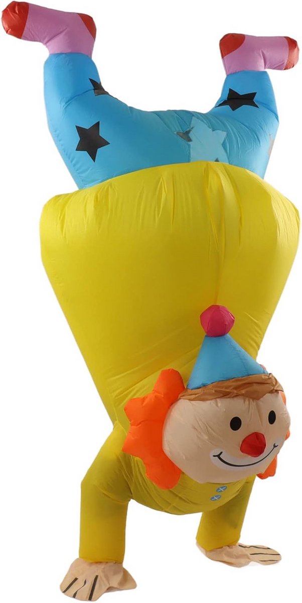 Grappig Opblaasbaar Clown Kostuum voor Volwassenen - Handstand Carnavalsoutfit