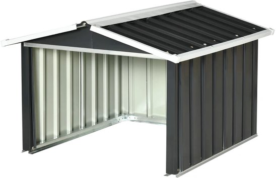 Robotmaaiergarage met groot dak, roestvrij gegalvaniseerd staal, ventilatie, 86x100x63 cm, donkergrijs