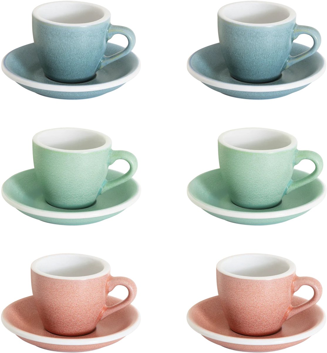 Loveramics Egg Espresso 80ml Color Mix - 6 kop & schotels (3 kleuren, Mineral colors)