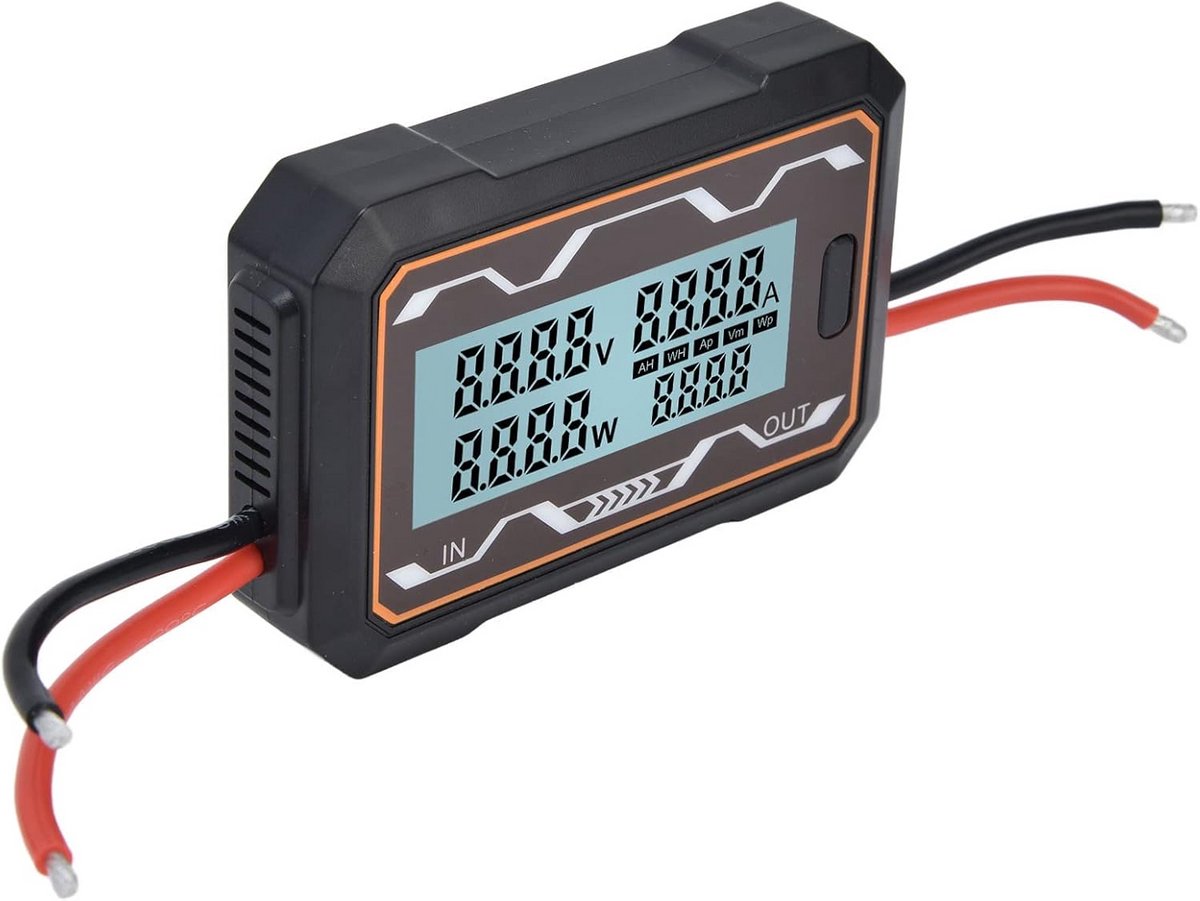 Digitale DC Vermogensmeter 60V 100A met Groot Verlicht Display - Spannings- en Stroommeting