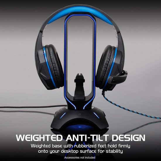 Gaming Headset Standaard met Muisbungee en 2 Poorts USB Hub, 7 Kleuren LED Verlichting van Merkloos — afbeelding 5