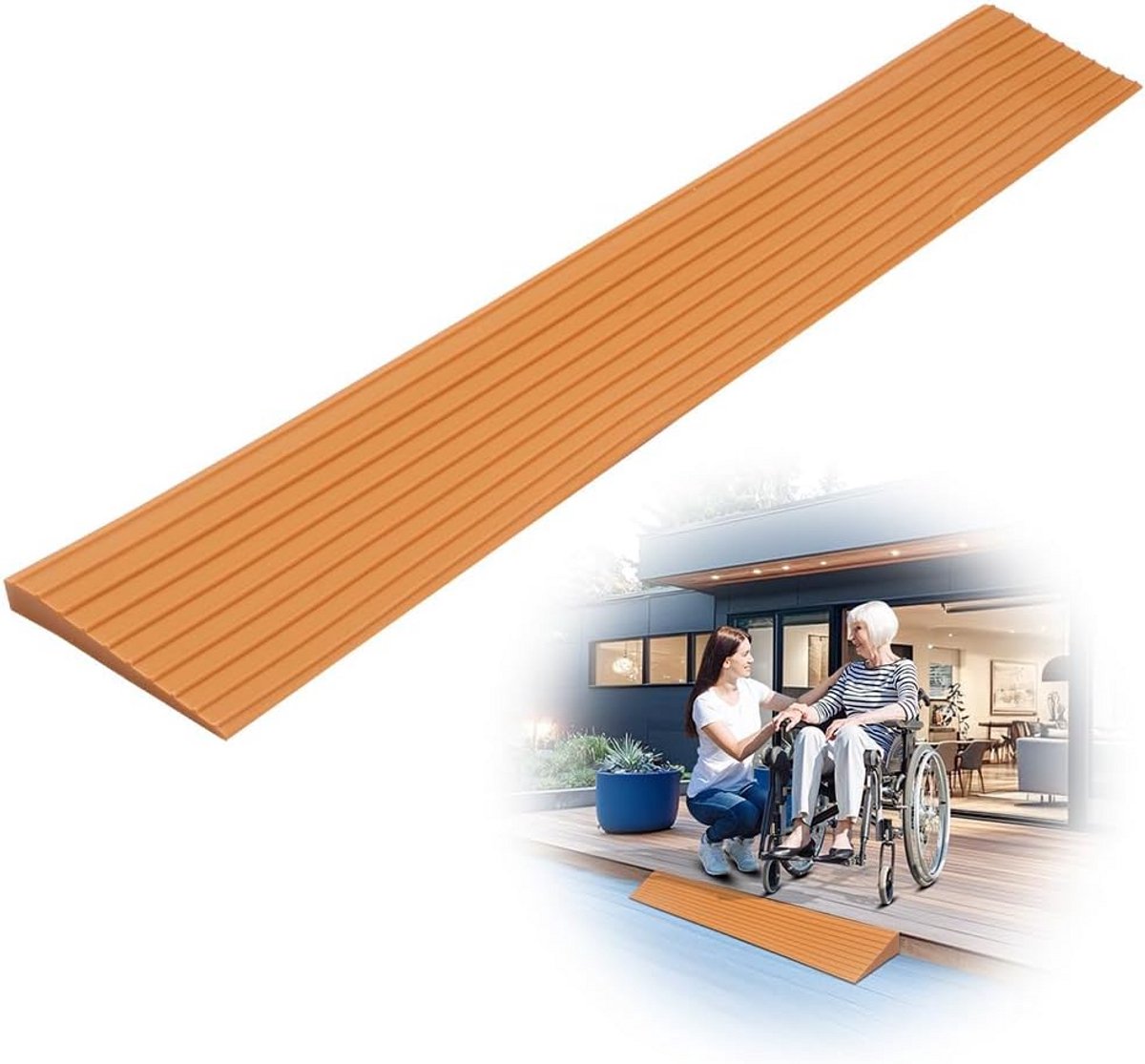 Antislip Drempelhelling voor Rolstoel, Kinderwagen en Rollator (Lichtbruin)