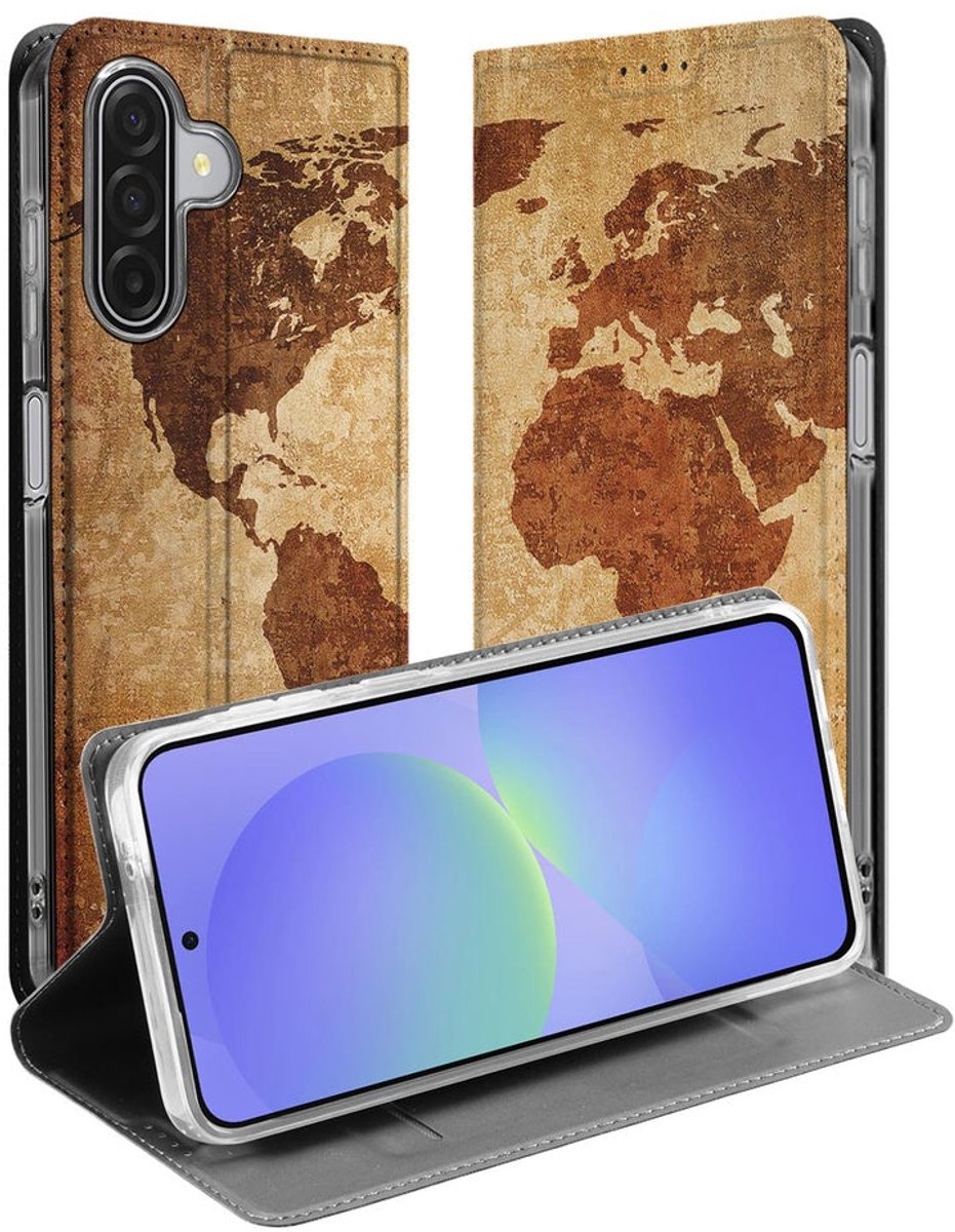 voor Telefoonhoesje Samsung Galaxy A17 Wereldkaart