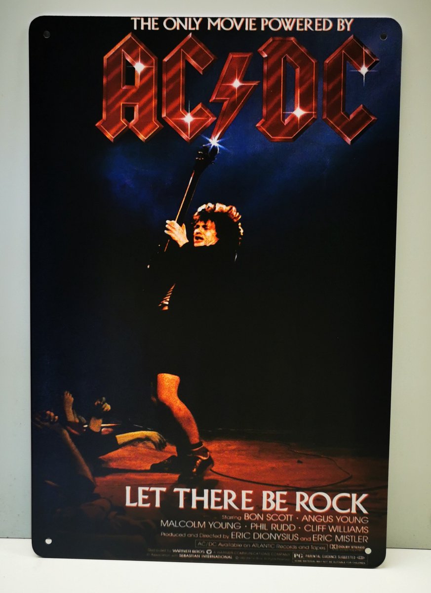 Metalen wandbord - AC/DC - Let There Be Rock - Mancave - MS074 - Wand Decoratie - Metal sign - Mancave decoratie - Decoratie - Metalen borden - Tekst borden - Metalen bord