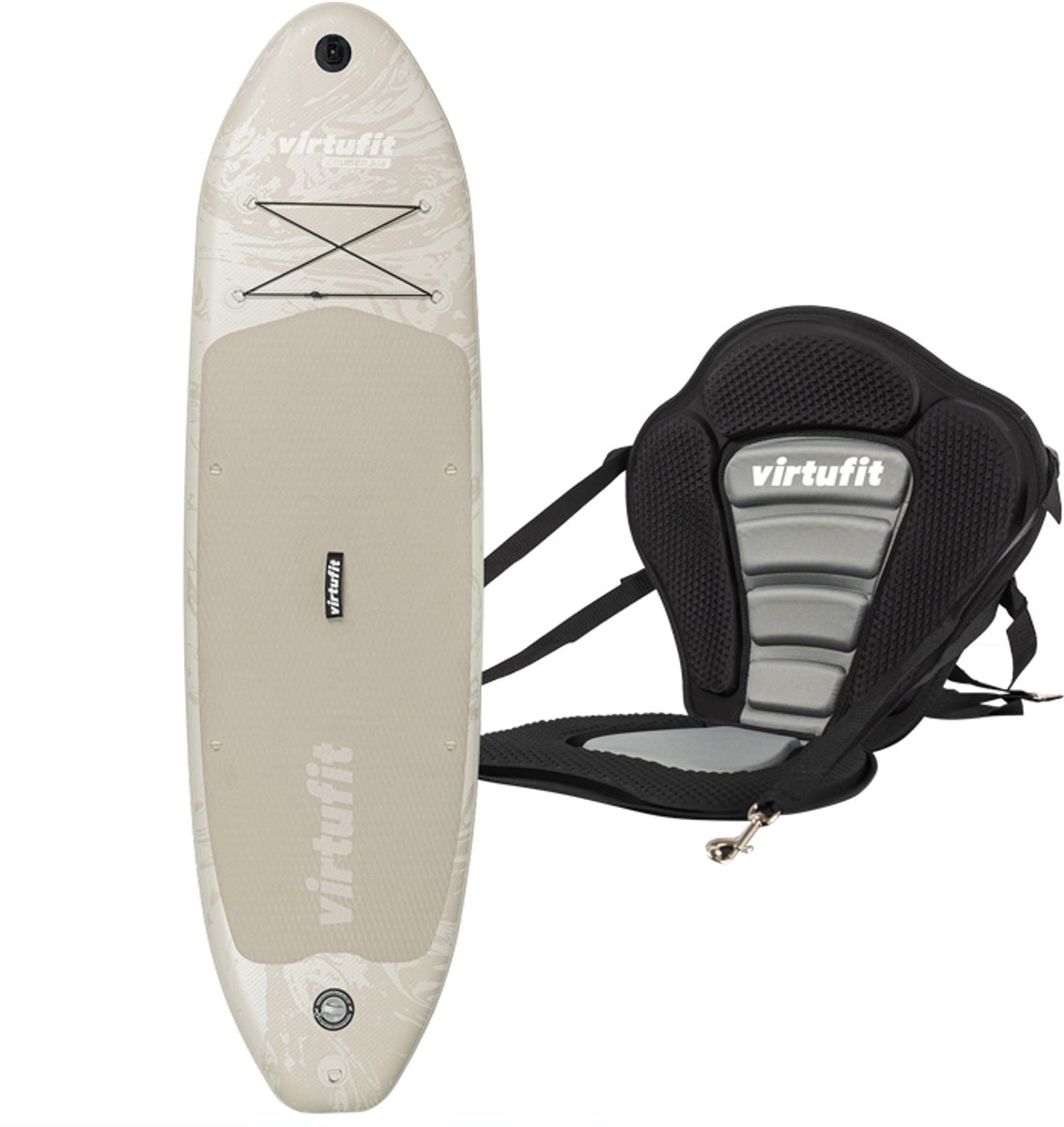 VirtuFit Cruiser Opblaasbaar SUP Board 305 cm - Max. 180 kg - Complete Set - Incl. Kajak Zitje, Peddel, Pomp, Tas & GoPro-mount - Stand Up Paddle Board - Beige – foto 8