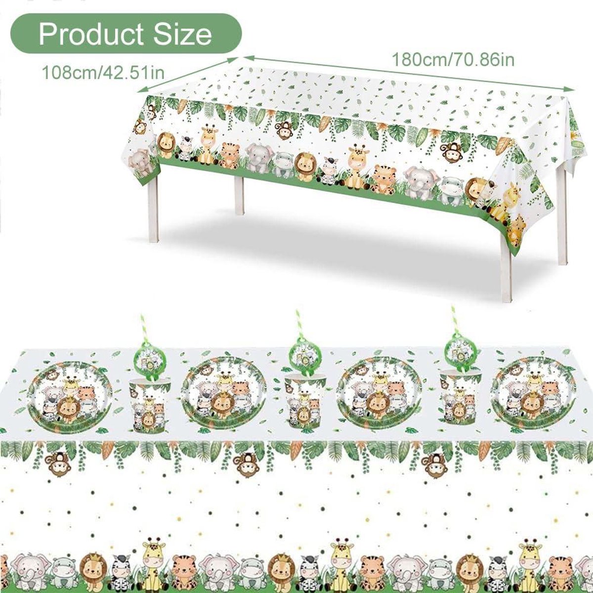 Tafelkleed voor kinderverjaardag in jungle thema, rechthoekig 108 x 180 cm