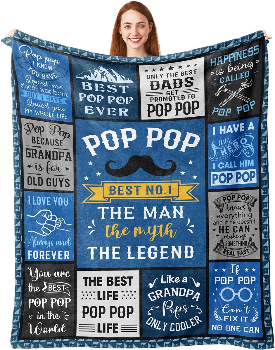 Zachte Pluchen Deken met Pop Pop Print voor Mannen en Vrouwen