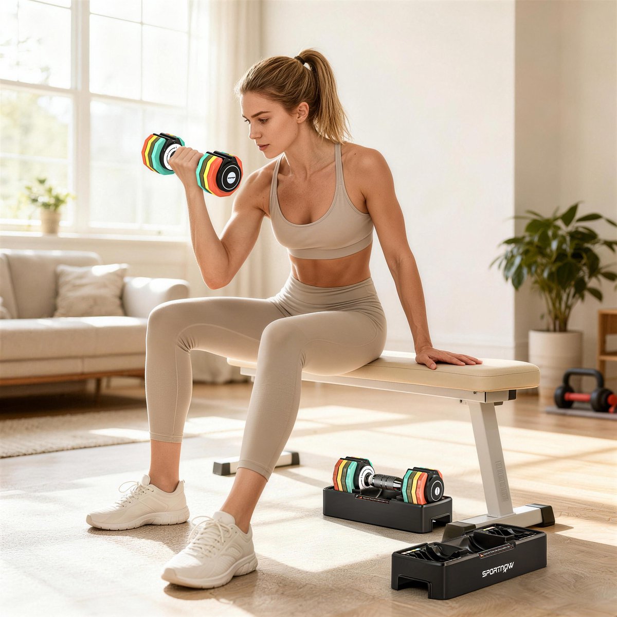 Sportnow Dumbbell Set-Gesmeed staal-28L x 10,6B x 10,4H cm-Veelkleurig – foto 3